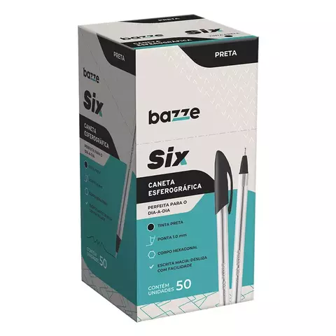 CANETA ESFEROGRÁFICA 1.0MM BAZZE C/50 UNIDADES VM/PT/AZ - BAZZE - comprar online