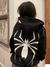 Aranha escura Estampa manga comprida Hoodie, camisola retrô, pulôver High Stre na internet