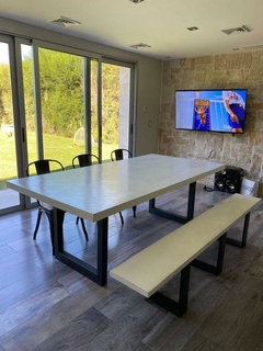 Imagen de Mesa Microcemento/Caballetes Hierro