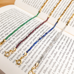 Pulseira Quartzo com turmalina (banho ouro) - Louro Arte Botânica