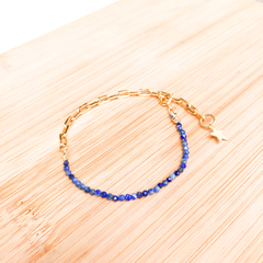 Pulseira Lápis Lazuli (banho ouro) - comprar online