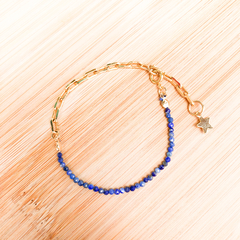 Pulseira Lápis Lazuli (banho ouro)