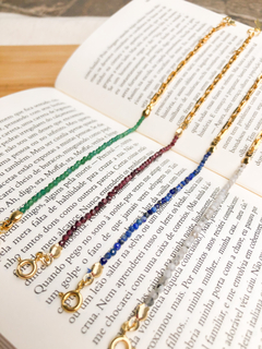 Pulseira Lápis Lazuli (banho ouro) - Louro Arte Botânica