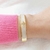 Bracelete Dourado Cruz Cravejada Feminino Oração e Fé com Detalhe em Resina