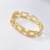 Bracelete Elos Vazados Retangulares Estilo Corrente Bridão Feminino Dourado