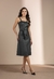VESTIDO MIDI DE COURO ALCA RECORTE SAIA