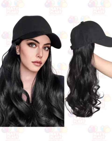GORRA CON PELUCA NEGRA