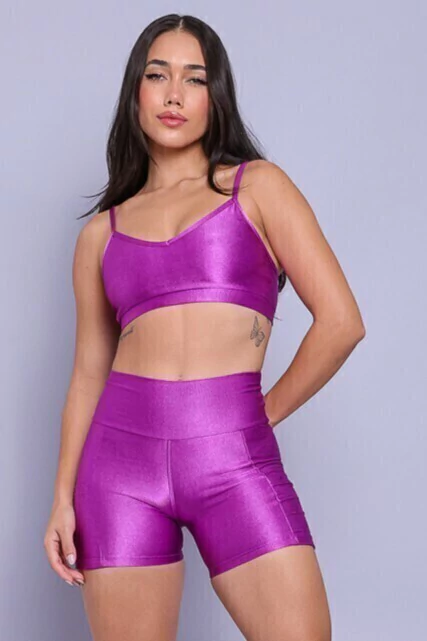 Top Fitness Feminino Uva Aveludado La Loba Gabriela