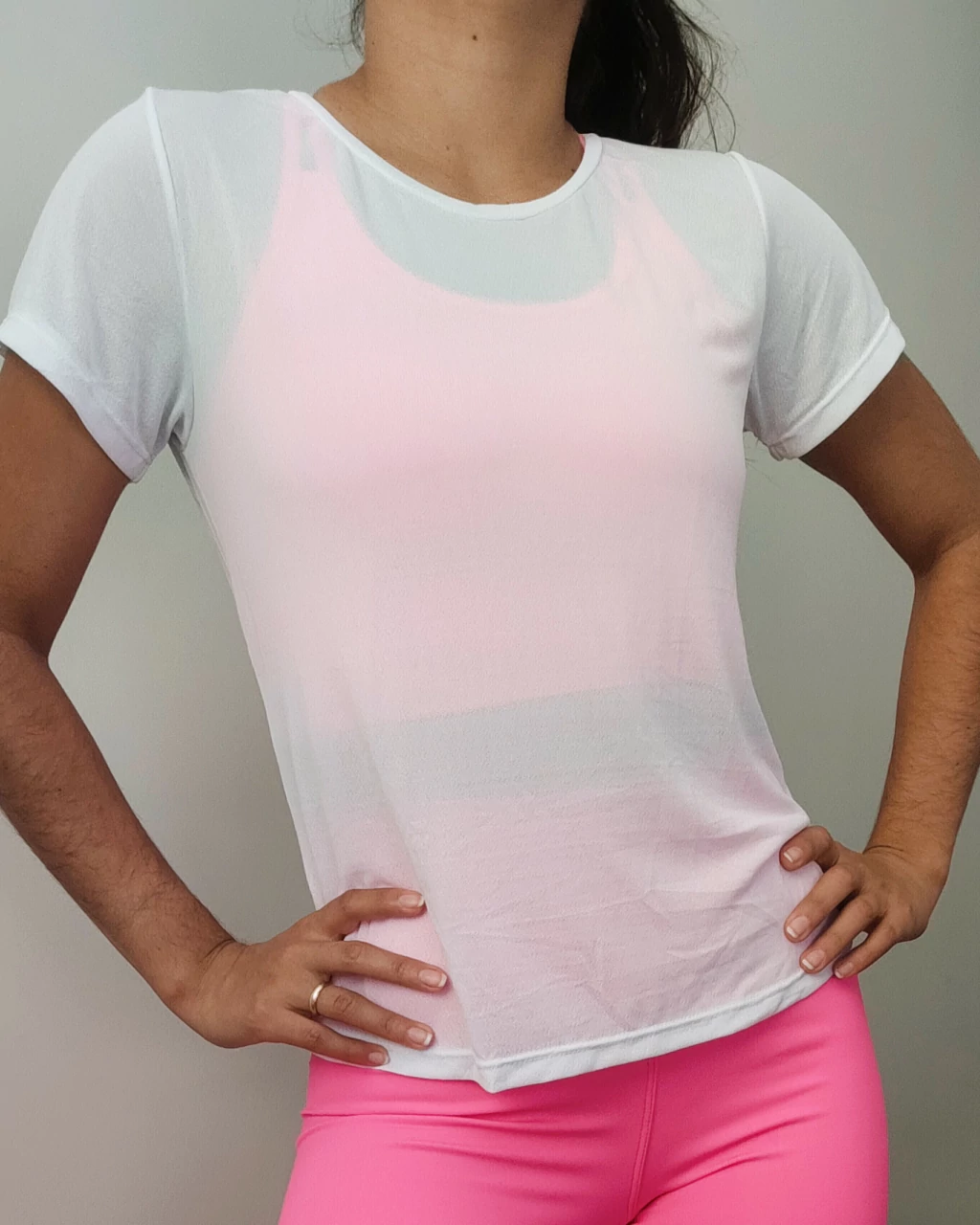 Blusa Fitness Feminina Branca Crepe La Loba