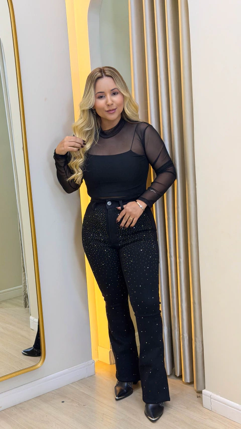 CALÇA FLARE BRILHO
