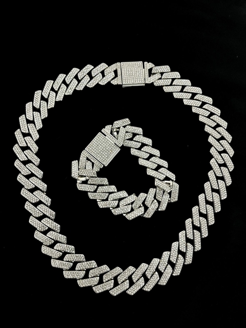Corrente 20MM CUBAN Cravejada Ice Premium A++
