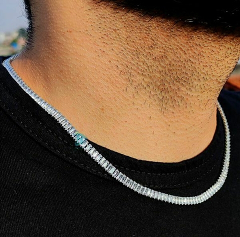 CORRENTE RIVIERA BAGUETE COM ZIRCÔNIAS PREMIUM - BANHADO OURO