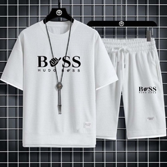 Conjunto de shorts e camiseta casual de linho masculino na internet