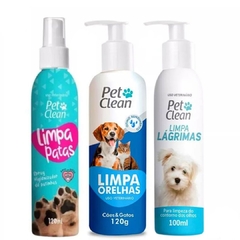 ￼Kit Limpador de Patas Patinhas + Orelhas Ouvidos + Lágrimas Pet Clean para Cachorro e Gato