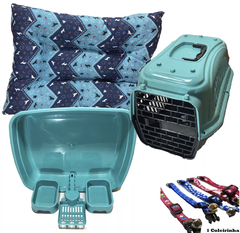 ￼Kit Completo Para Gato 7 Peças Premium Colchonete Caixa de Areia Caixa de Transporte Comedouro Coleira Pá Higiênica - loja online
