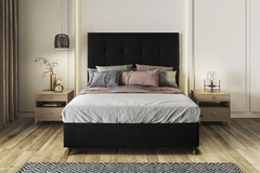 Base Box Com Cabeceira Casal - Corano Preto 138 x 188 x 25 - A Revolução em Cama Box - Móveis Digital: Estilo e Tecnologia em Cada Peça. Transforme seu Espaço com Inovação!