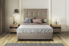 Base Box Com Cabeceira King - Corano Bege 193 x 203 x 25 - A Revolução em Cama Box - Móveis Digital: Estilo e Tecnologia em Cada Peça. Transforme seu Espaço com Inovação!