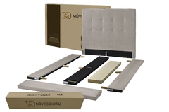 Base Box Com Cabeceira Queen - Corano Bege 158 x 198 x 25 - A Revolução em Cama Box - loja online