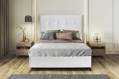 Base Box Com Cabeceira Solteirão - Corano Branco 96 x 203 x 25 - A Revolução em Cama Box - Móveis Digital: Estilo e Tecnologia em Cada Peça. Transforme seu Espaço com Inovação!
