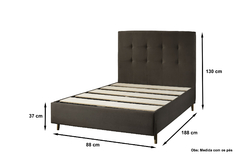 Base Box Com Cabeceira Solteiro - Sued Marrom 88 x 188 x 25 - A Revolução em Cama Box