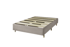 Cama box casal versátil com base e ripas de madeira, ideal para colchão Bali Turn Free.