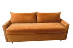 Sofá-cama Ápice 3 em 1 na cor laranja, com almofadas confortáveis e design moderno.