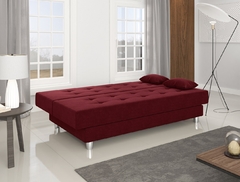 Sofá Cama Casal 3 Lugares Napoli - Sued Vermelho - A Maior Medida Interna da Categoria - comprar online