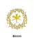 Matriz de bordado com design religioso, apresentando um círculo de espinhos e ferramentas de bordado em dourado.