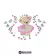 Matriz de bordado de uma ursinha bailarina usando um vestido rosa, segurando uma flor, com flores ao redor.