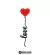 Matriz de bordado de um coração vermelho com a palavra "love" em uma linha preta, ideal para guardanapos.