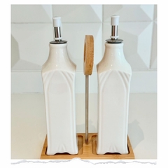 ACEITERA VINAGRERA DE CERAMICA C/ BASE DE BAMBO - comprar online