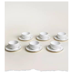 TAZA Y PLATO DE TE ACAPULCO BORDE DORDADO BLANCA X6 - comprar online