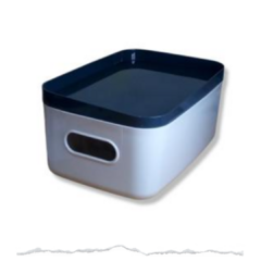 CAJA PLAS/ CON TAPA RECTANGULAR AZUL