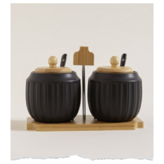 SET X 2 AZUCARERAS DE PORCELANA NEGRA