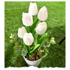 FLOR TULIPAN ARTIFICIAL CON MACETA CERAMICA 33CM