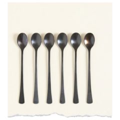 SET X 6 CUCHARAS DE ACERO NEGRO