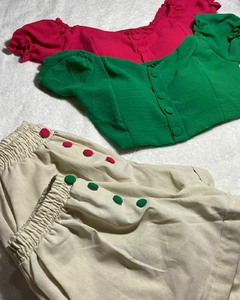 Conjunto Cropped e short linho