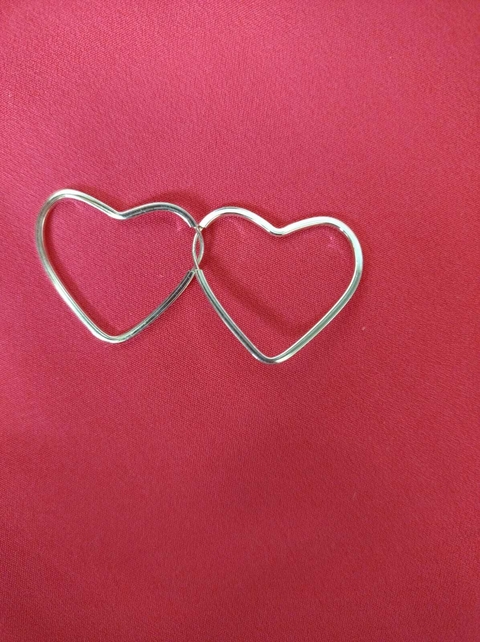 Argola coração fio quadrado para 925