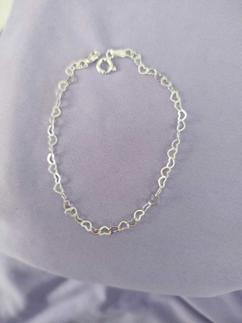 Pulseira corações em prata 925