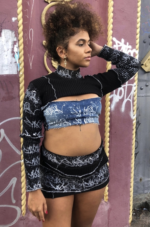 Conjunto Lã cropped + Saia #9 - Tam M