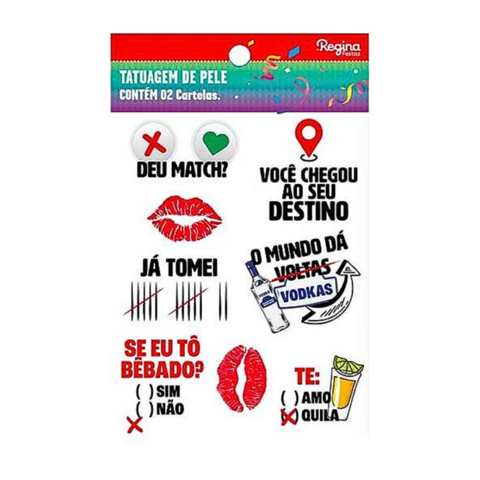 Tatuagem de Pele c/2 cartelas 16un - Regina Festas