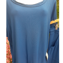 Conjunto calça e blusa azul moda comfy na internet