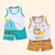 2 peças roupas infantis colete terno conjunto de verão algodão camisetas