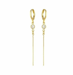 Brinco de Argola com Ponto de Luz e Franja | Ouro 18K - comprar online