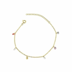 Pulseira Cristais Coloridos | Ouro 18K