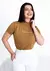T-SHIRT GOLA ALTA - VIRTUOSA- ALTO RELEVO - COR MADEIRA
