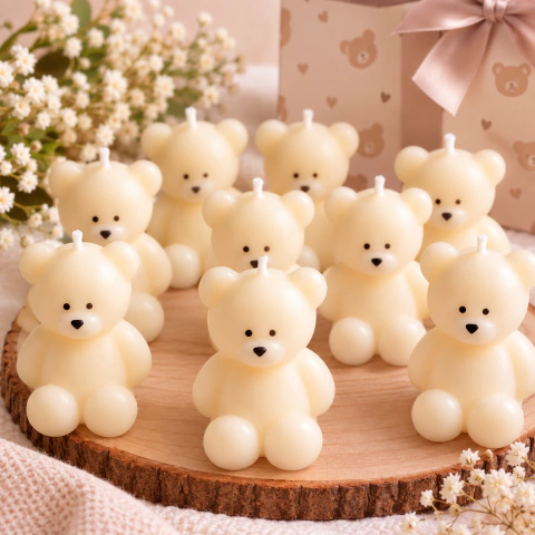 50 Mini Velas em Formato de Ursinho Chá de Bebê Nascimento