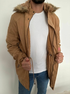 parkas de gabardina con piel talle normal unisex