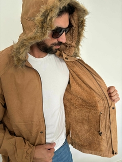 parkas de gabardina con piel talle normal unisex - Moda tahel
