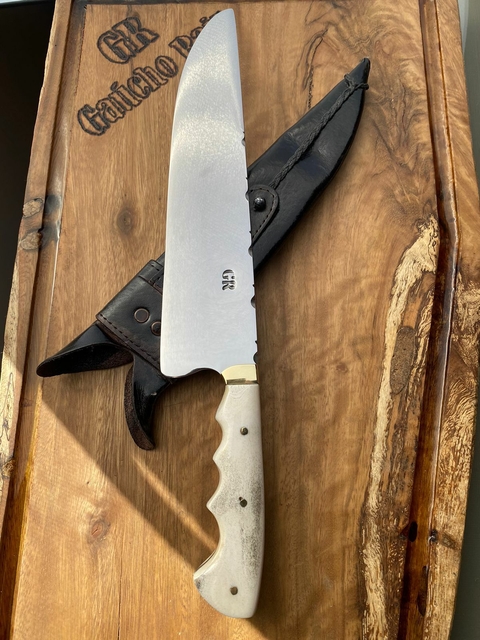 Faca Picanheira cabo de osso 10" aço cirúrgico 420C